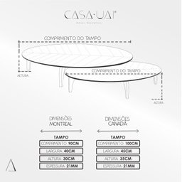 Conjunto de Mesa de Centro Laminada Folha Orgânica  - 4