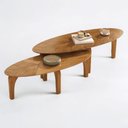 Ver imagem 3 de Conjunto Mesa de Centro Laminada Folha Orgânica Marrom Madeira Mel