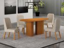 Ver imagem 1 de Conjunto Jantar 4 Cadeiras Maciça 1,35x90 Iza - Arbo Design Cinamomo Linho Bege