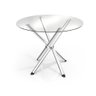 Mesa Redonda 95 x 95 cm Sala de Jantar Cozinha Base 4 Pernas Metal Cromado Tampo de Vidro - 1