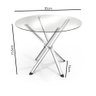 Mesa Redonda 95 x 95 cm Sala de Jantar Cozinha Base 4 Pernas Metal Cromado Tampo de Vidro - 2
