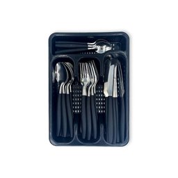 Jogo de Talheres Faqueiro Aço Inox com Gaveteiro - Preto - 5