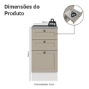 Ver imagem 3 de Balcão de Cozinha 40 cm 3 Gavetas Branco/Crema Vik Madesa