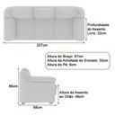 Ver imagem 4 de Sofá Living 3 Lugares 207cm Áurea Courino Preto - Sallar Home