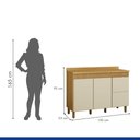 Ver mais imagens de Balcão para Cozinha 120cm 3 Portas 2 Gavetas Dakota Bege/Cinamomo/Off White