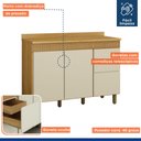 Ver imagem 4 de Balcão para Cozinha 120cm 3 Portas 2 Gavetas Dakota Bege/Cinamomo/Off White