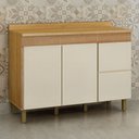 Ver imagem 1 de Balcão para Cozinha 120cm 3 Portas 2 Gavetas Dakota Bege/Cinamomo/Off White