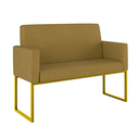 Ver imagem 2 de Kit Sofá 2 Lugares + 2 Poltronas Recepção Sala Base Dourada Cor:capuccino
