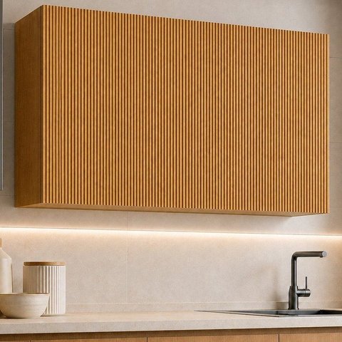 Armário de Cozinha Aéreo Dakota 120cm Fresado Marrom/Cinamomo