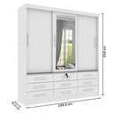 Ver imagem 3 de Guarda Roupa 3 Portas 9 Gavetas com Espelho Chicago - Tcil Móveis - Neve