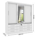 Ver imagem 3 de Guarda Roupa 3 Portas 9 Gavetas com Espelho Chicago - Tcil Móveis - Neve