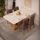 Ver imagem 3 de Conjunto Sala de Jantar Mesa Tampo Vidro 4 Cadeiras Dj Móveis Freijó Kiara Moca Lidia