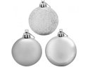 Ver imagem 4 de Super Kit 30 Bolas De Natal Glitter, Lisa e Fosca Prata 4cm - Rio Master