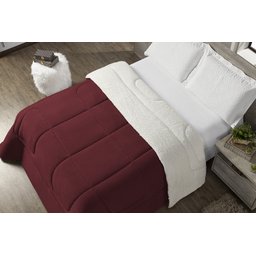 Coberdrom Sherpa/Manta Casal Queen Edredom Dupla Face Pele De Carneiro Vermelho - 2