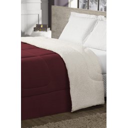 Coberdrom Sherpa/Manta Casal Queen Edredom Dupla Face Pele De Carneiro Vermelho - 3