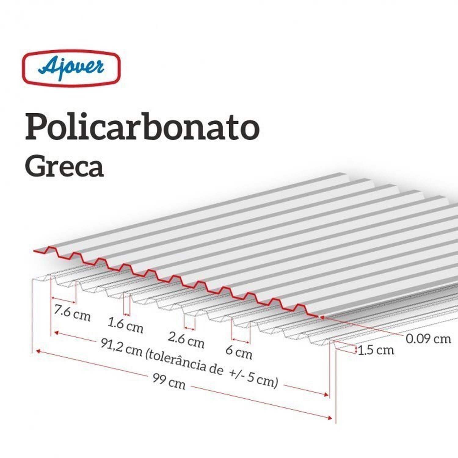 Kit com 20 Telhas de Policarbonato 244cm X 99cm Grega - 3