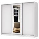 Ver imagem 3 de Guarda-Roupa Casal 100% MDF Madesa Eros 3 Portas de Correr com Espelho Branco Cor:Branco