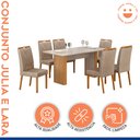 Ver imagem 2 de Conjunto Mesa Julia com Vidro com 6 Cadeiras Madeira Maciça Lara