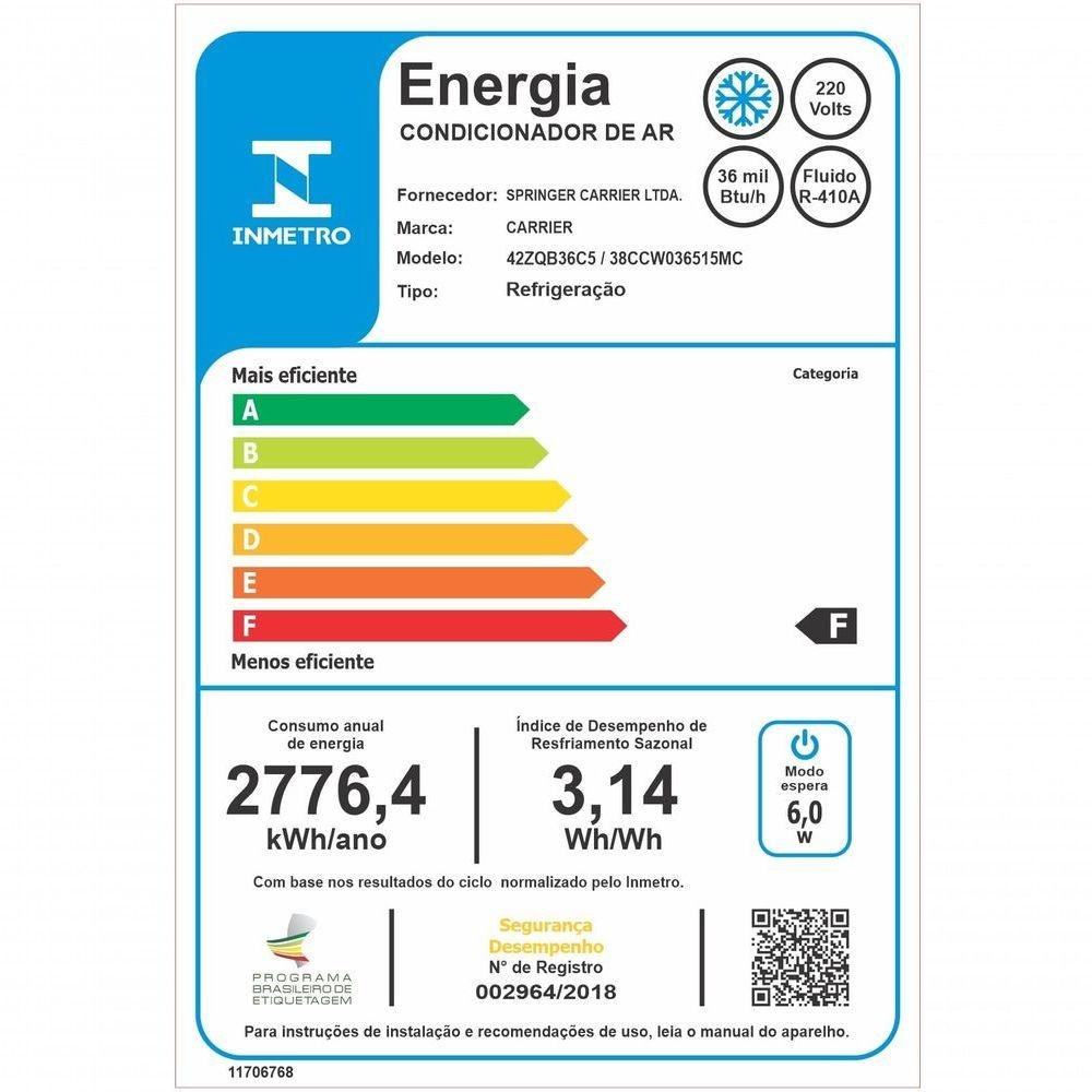 Ar Condicionado Split Teto Fixo Carrier 36.000btus Frio 220v - 5