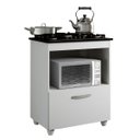 Ver imagem 1 de Balcão para Cooktop 5 Bocas 1 Porta Basculante 1 Nicho para Micro-ondas Salvia Kaiki Móveis Branco
