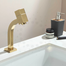 Torneira de Cuba Lavatório Banheiro Lavabo Pia Gold Dourado Quadrado Bica Baixa Metal Luxo Pmx - 2