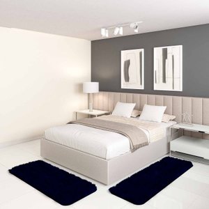 Jogo Tapete Passadeira Quarto 2 Uni Preto 50 X 140 Cm