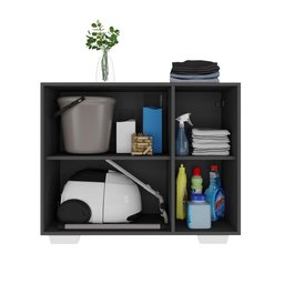Armário Lavanderia com 3 Portas 90 cm Multimóveis MP5034 Preto/Branco - 4