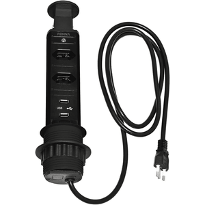 Torre de Tomada C/2 Tomadas+2 Usb Preta