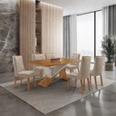 Ver imagem 4 de Mesa de Jantar Yasmin 180cm Tampo MDF Laminado Canto Copo com 6 Cadeiras Carolina