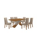 Ver imagem 1 de Mesa de Jantar Yasmin 180cm Tampo MDF Laminado Canto Copo com 6 Cadeiras Carolina