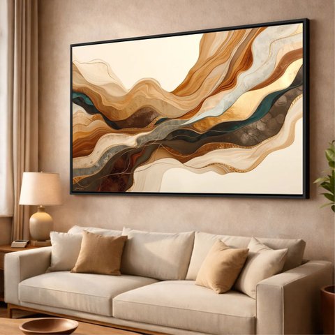 Quadro Abstrato Moderno Grande - Ondas em Harmonia 153x103