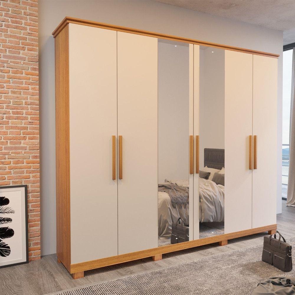 Guarda Roupa Vellar Liso 6 Portas Bom Pastor Naturale-off White ...