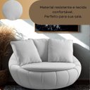 Ver imagem 3 de Poltrona Giratória Madeira Escritório Sala Quarto Almofadas Luxo Reforçada Premiun Prata