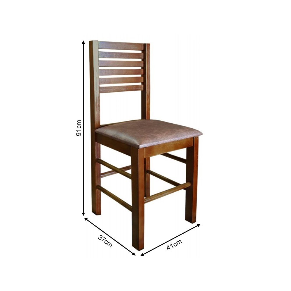 Conjunto de Mesa de Madeira 120x70 Laguna com 4 Cadeiras Imbuia Estofado Marrom - 5