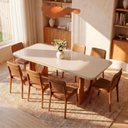 Ver imagem 1 de Conjunto Sala de Jantar 1 Mesa Retangular Tali 210cm 8 Cadeiras Miriti CabeCasa MadeiraOriginals