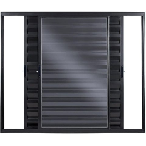 Janela de Aluminio Veneziana 3 Folhas Móveis sem Grade Linha Modular:1,00 X 1,20/preto