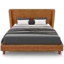 Ver imagem 3 de Cabeceira King Nilo 195cm com Cama Pés Madeira Suném P05 Couríssimo Whisky - Lyam Decor