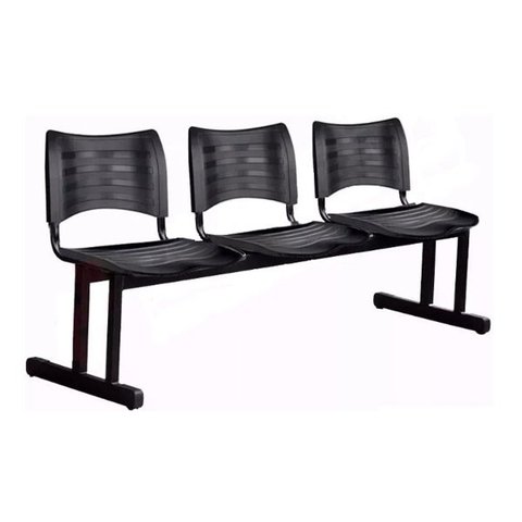 Cadeira Longarina para Recepção Iso 3 Lugares em Polipropileno Preto - 1950