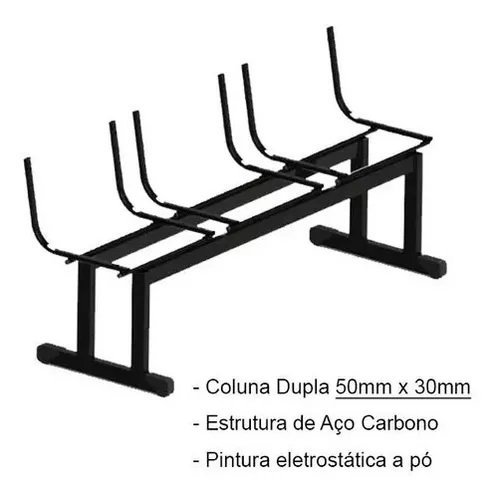 Cadeira Longarina para Recepção Iso 3 Lugares em Polipropileno Preto - 1950 - 5