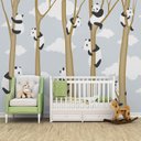 Ver imagem 4 de Papel de Parede Infantil Urso Panda Árvore para Quarto de Bebê M² Pp150