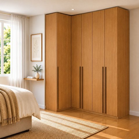 Guarda Roupa de Canto Reto 5 Portas MDF Altezza Trend Belmax:Freijó