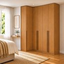 Ver imagem 1 de Guarda Roupa de Canto Reto 5 Portas MDF Altezza Trend Belmax:Freijó