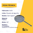 Ver imagem 2 de Chuveiro de Água Fria Piscina Tam 8" com Registro Cor Cromado Durín