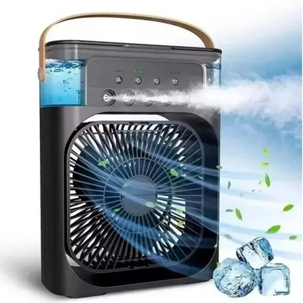 Ventilador Mini Ar Condicionado Climatizador Agua e Gelo com Led Portátil - 3 Velocidades - 7