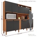 Ver imagem 3 de Cozinha Compacta em MDP 8 Portas 2 Gavetas Millena Yescasa Marrom/Mel/Grafite