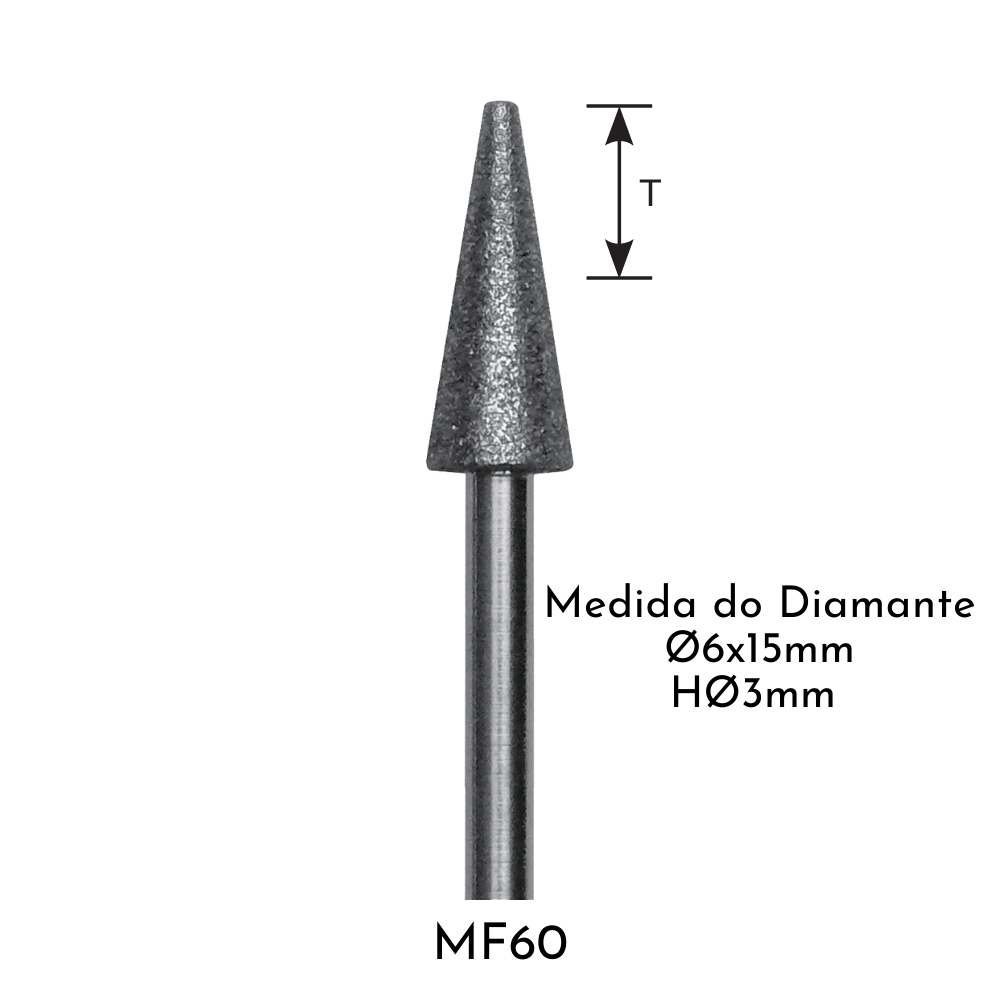 Ponta Rotativa Diamantada Individual Haste Ø3mm Politone Modelo Mf60 - 1