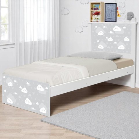 Cama Tema Solteiro Nuvem Cinza