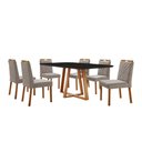 Ver imagem 1 de Conjunto Sala de Jantar Mesa Florença 180x90cm Preto com 6 Cadeiras Dallas Veludo Cinza