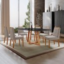 Ver imagem 2 de Conjunto Sala de Jantar Mesa Florença 180x90cm Preto com 6 Cadeiras Dallas Veludo Cinza