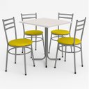 Ver imagem 1 de Conjunto Mesa Cinza 70x70cm Tampo Branco com 4 Cadeiras Epoxi